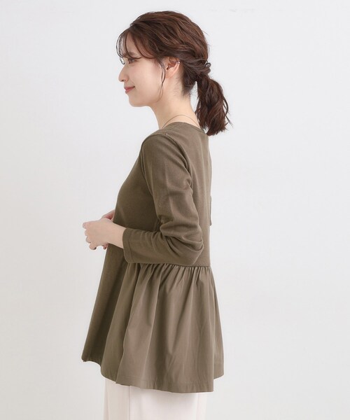 DRESKIP（ドレスキップ）の「【洗濯機可/S-LL/体型カバー】異素材きりかえ Aラインニット（ニット/セーター・レディース・ブラック/ブラウン系/ブルー系その他・01/02/03/04）」の17枚目の写真