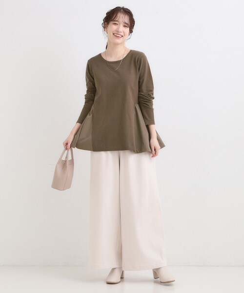 DRESKIP（ドレスキップ）の「【洗濯機可/S-LL/体型カバー】異素材きりかえ Aラインニット（ニット/セーター・レディース・ブラック/ブラウン系/ブルー系その他・01/02/03/04）」の15枚目の写真