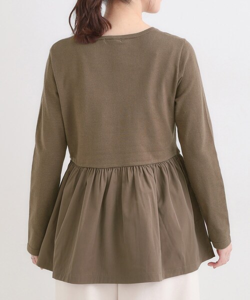 DRESKIP（ドレスキップ）の「【洗濯機可/S-LL/体型カバー】異素材きりかえ Aラインニット（ニット/セーター・レディース・ブラック/ブラウン系/ブルー系その他・01/02/03/04）」の10枚目の写真