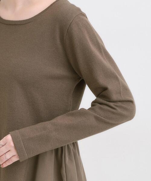 DRESKIP（ドレスキップ）の「【洗濯機可/S-LL/体型カバー】異素材きりかえ Aラインニット（ニット/セーター・レディース・ブラック/ブラウン系/ブルー系その他・01/02/03/04）」の8枚目の写真