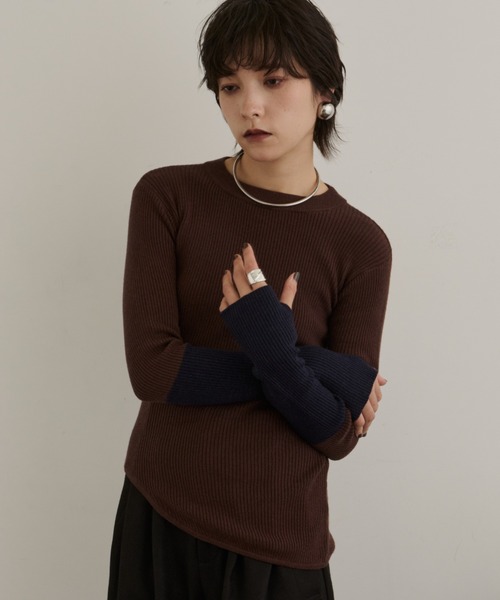 DFFUR.(ディフル)の「バイカラースリーブアシメヘムトップス(Tシャツ/カットソー・レディース・アイボリー/ダークブラウン・FREE)」の20枚目の写真