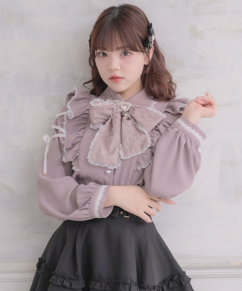 ROJITA(ロジータ)の「ボウタイレースアップスリーブブラウス(シャツ/ブラウス・レディース・ピンク/ホワイト/マルチ/ピンク系その他・FREE)」の3枚目の写真