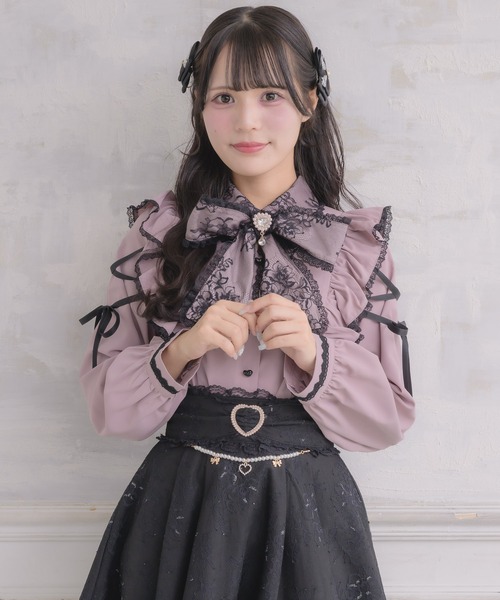 ROJITA(ロジータ)の「ボウタイレースアップスリーブブラウス(シャツ/ブラウス・レディース・ピンク/ホワイト/マルチ/ピンク系その他・FREE)」の1枚目の写真