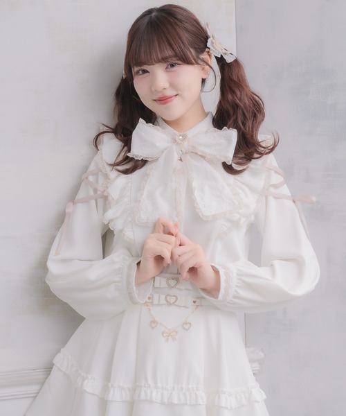 ROJITA(ロジータ)の「ボウタイレースアップスリーブブラウス(シャツ/ブラウス・レディース・ピンク/ホワイト/マルチ/ピンク系その他・FREE)」の4枚目の写真