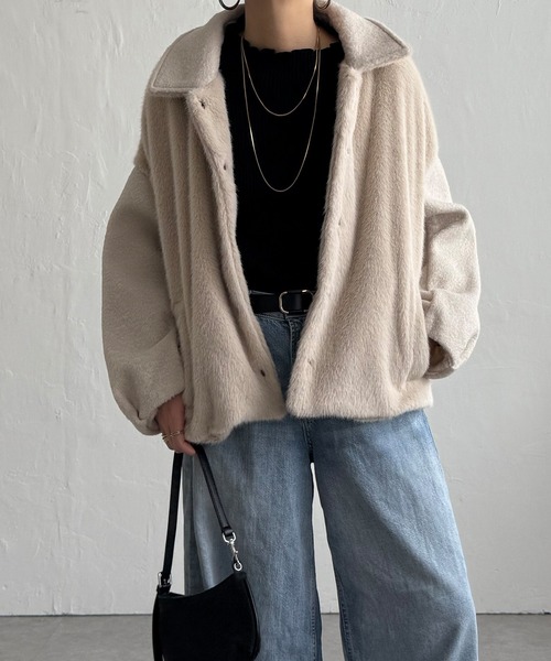 LBC（エルビーシー）の「【数量限定】ファーボア切り替えコクーンブルゾン（ブルゾン・レディース・ベージュ/ブラック/グレー・M/L）」の3枚目の写真