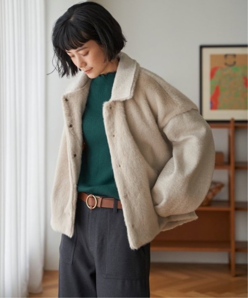 LBC（エルビーシー）の「【数量限定】ファーボア切り替えコクーンブルゾン（ブルゾン・レディース・ベージュ/ブラック/グレー・M/L）」の15枚目の写真