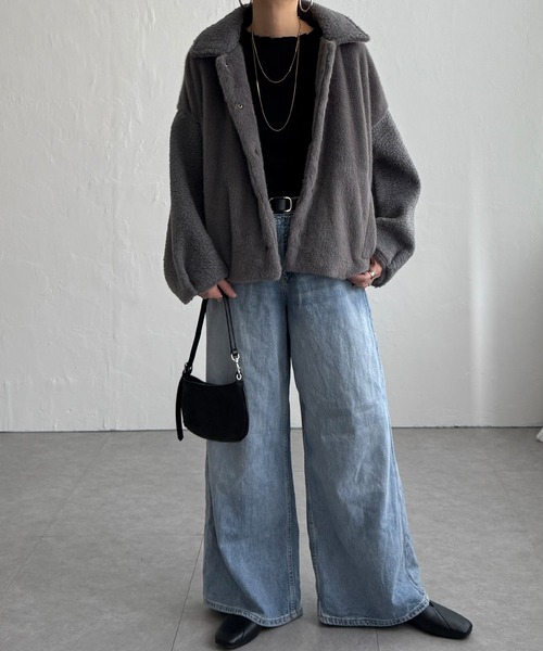 LBC（エルビーシー）の「【数量限定】ファーボア切り替えコクーンブルゾン（ブルゾン・レディース・ベージュ/ブラック/グレー・M/L）」の9枚目の写真