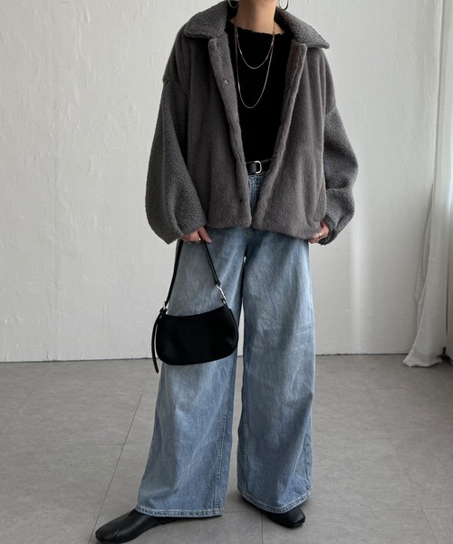 LBC（エルビーシー）の「【数量限定】ファーボア切り替えコクーンブルゾン（ブルゾン・レディース・ベージュ/ブラック/グレー・M/L）」の13枚目の写真