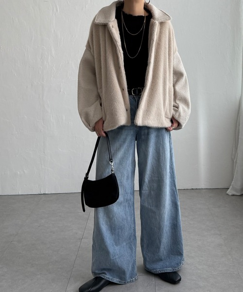 LBC（エルビーシー）の「【数量限定】ファーボア切り替えコクーンブルゾン（ブルゾン・レディース・ベージュ/ブラック/グレー・M/L）」の12枚目の写真