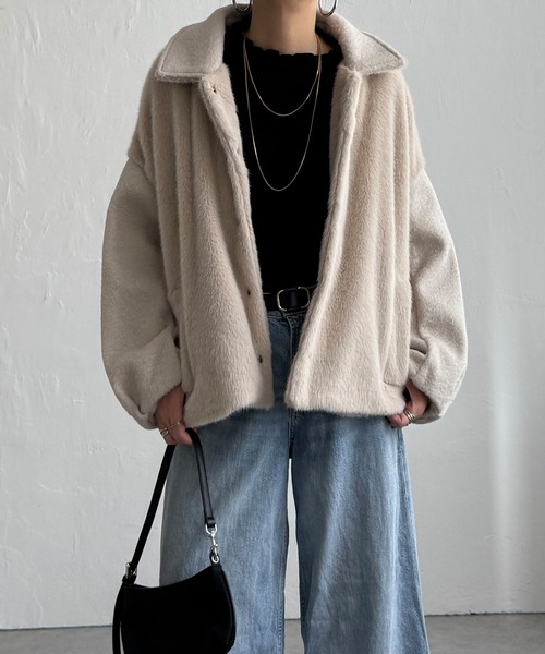 LBC（エルビーシー）の「【数量限定】ファーボア切り替えコクーンブルゾン（ブルゾン・レディース・ベージュ/ブラック/グレー・M/L）」の4枚目の写真