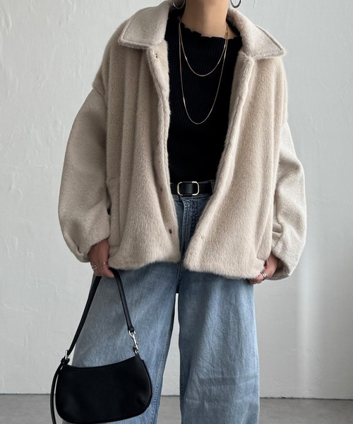 LBC（エルビーシー）の「【数量限定】ファーボア切り替えコクーンブルゾン（ブルゾン・レディース・ベージュ/ブラック/グレー・M/L）」の6枚目の写真