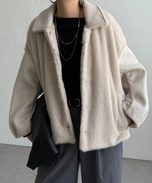 LBC（エルビーシー）の「【数量限定】ファーボア切り替えコクーンブルゾン（ブルゾン・レディース・ベージュ/ブラック/グレー・M/L）」の7枚目の写真