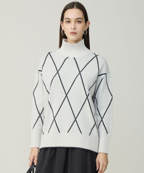 ソフトカシミヤミックス ダイヤ柄ハイネックニット（ニット/セーター