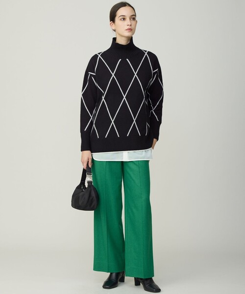 ソフトカシミヤミックス ダイヤ柄ハイネックニット（ニット/セーター