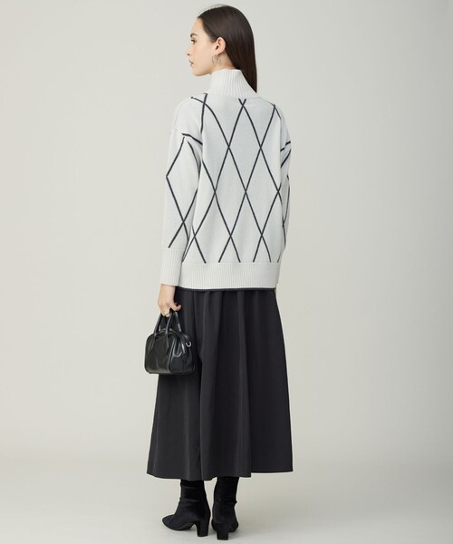 ソフトカシミヤミックス ダイヤ柄ハイネックニット（ニット/セーター
