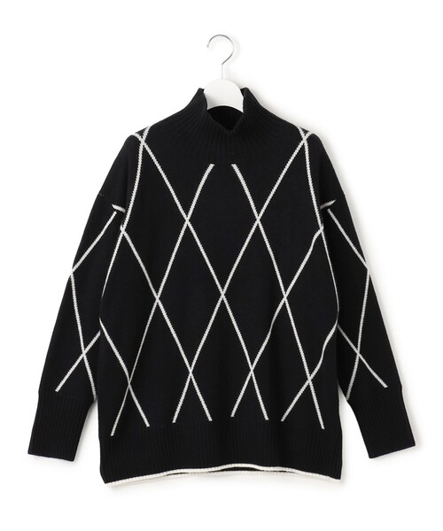 ソフトカシミヤミックス ダイヤ柄ハイネックニット（ニット/セーター