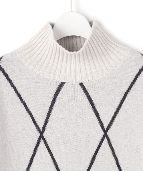 ソフトカシミヤミックス ダイヤ柄ハイネックニット（ニット/セーター