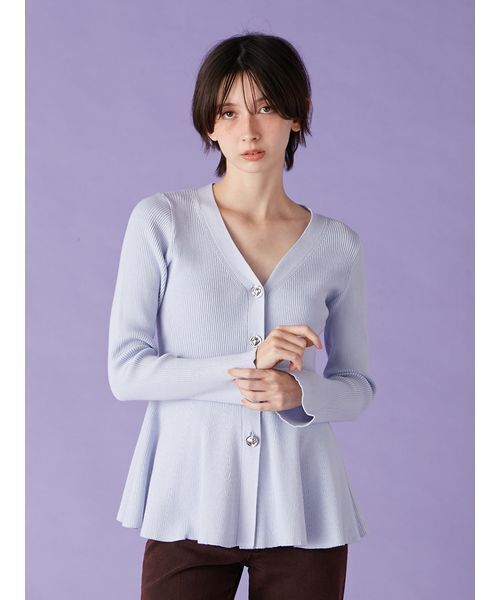 LILY BROWN（リリーブラウン）の「ペプラムニットカーディガン（カーディガン/ボレロ・レディース・ネイビー/アイボリー/ライトブルー・F）」の6枚目の写真