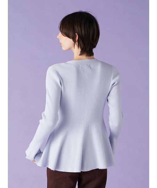 LILY BROWN（リリーブラウン）の「ペプラムニットカーディガン（カーディガン/ボレロ・レディース・ネイビー/アイボリー/ライトブルー・F）」の7枚目の写真