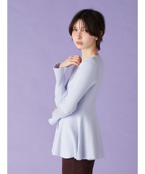 LILY BROWN（リリーブラウン）の「ペプラムニットカーディガン（カーディガン/ボレロ・レディース・ネイビー/アイボリー/ライトブルー・F）」の8枚目の写真