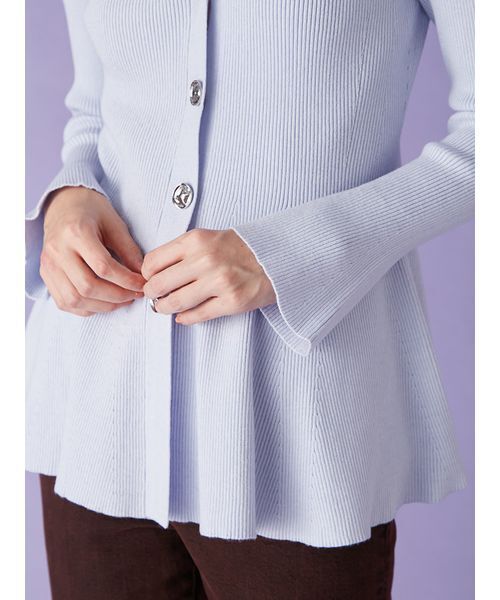 LILY BROWN（リリーブラウン）の「ペプラムニットカーディガン（カーディガン/ボレロ・レディース・ネイビー/アイボリー/ライトブルー・F）」の10枚目の写真