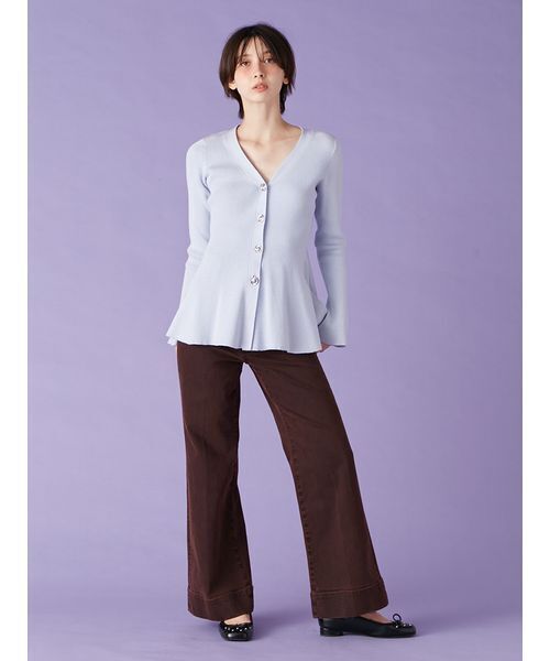 LILY BROWN（リリーブラウン）の「ペプラムニットカーディガン（カーディガン/ボレロ・レディース・ネイビー/アイボリー/ライトブルー・F）」の12枚目の写真