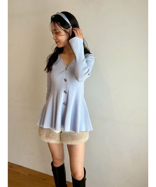 LILY BROWN（リリーブラウン）の「ペプラムニットカーディガン（カーディガン/ボレロ・レディース・ネイビー/アイボリー/ライトブルー・F）」の15枚目の写真