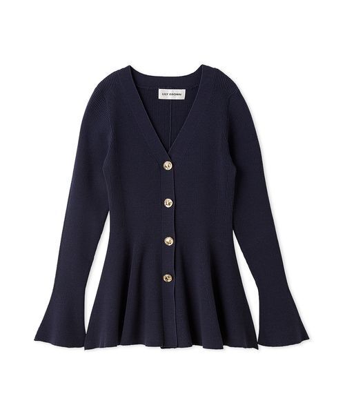 LILY BROWN（リリーブラウン）の「ペプラムニットカーディガン（カーディガン/ボレロ・レディース・ネイビー/アイボリー/ライトブルー・F）」の18枚目の写真