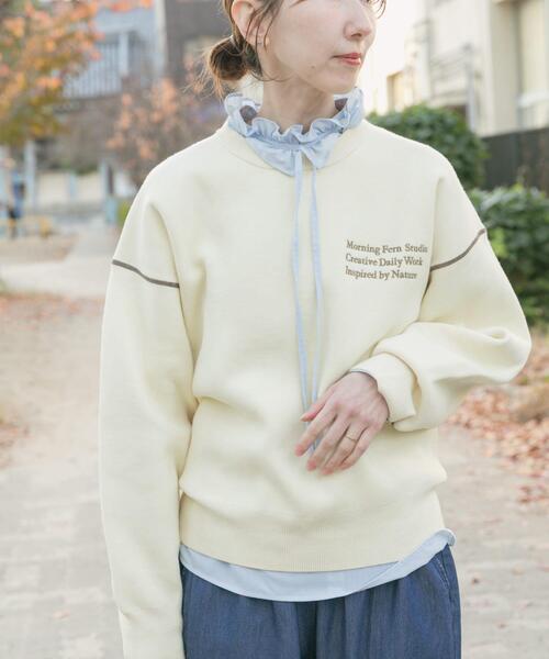 ITEMS URBANRESEARCH（アイテムズ アーバンリサーチ）の「スウェットライククルーネックニット（ニット/セーター・レディース・レッド/グレー/ブラック/アイボリー・FREE）」の2枚目の写真