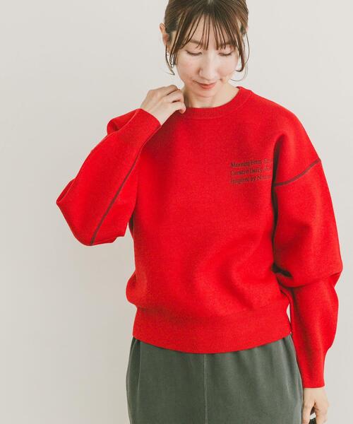 セール】スウェットライククルーネックニット（ニット/セーター