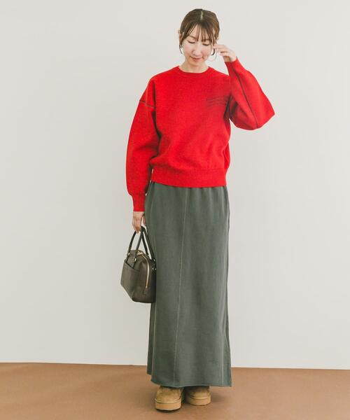 ITEMS URBANRESEARCH（アイテムズ アーバンリサーチ）の「スウェットライククルーネックニット（ニット/セーター・レディース・レッド/グレー/ブラック/アイボリー・FREE）」の15枚目の写真