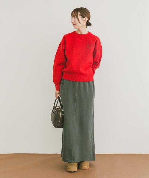 ITEMS URBANRESEARCH（アイテムズ アーバンリサーチ）の「スウェットライククルーネックニット（ニット/セーター・レディース・レッド/グレー/ブラック/アイボリー・FREE）」の16枚目の写真