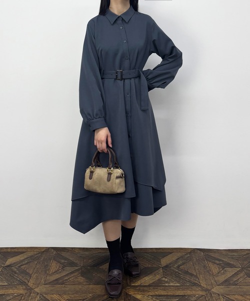 NICOLE CLUB(ニコル クラブ)の「イレヘムアシメワンピース(ワンピース・レディース・ネイビー系/ブルー/ブラウン系・MEDIUM)」の6枚目の写真