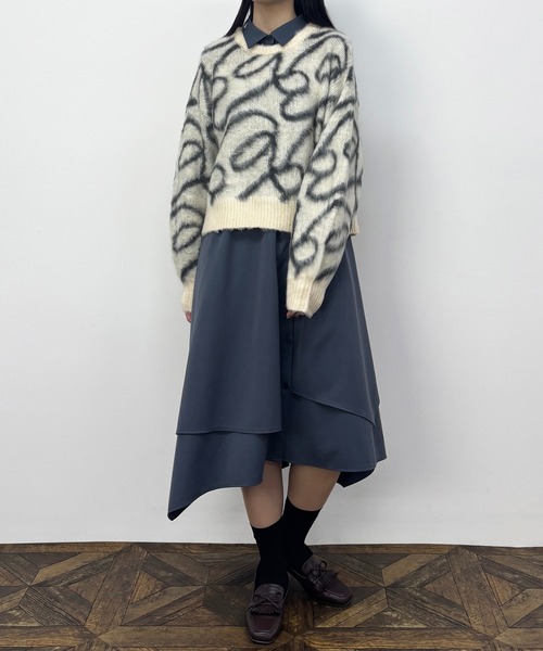 NICOLE CLUB(ニコル クラブ)の「イレヘムアシメワンピース(ワンピース・レディース・ネイビー系/ブルー/ブラウン系・MEDIUM)」の9枚目の写真