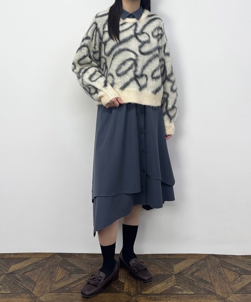 NICOLE CLUB(ニコル クラブ)の「イレヘムアシメワンピース(ワンピース・レディース・ネイビー系/ブルー/ブラウン系・MEDIUM)」の10枚目の写真