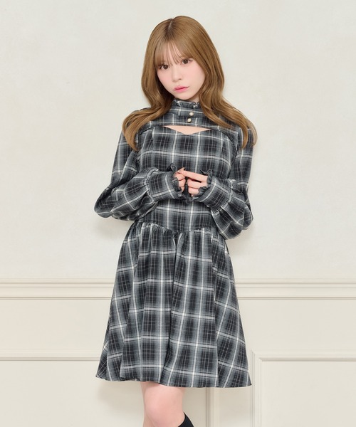 セール】フロントオープンフリルネックワンピース（ワンピース