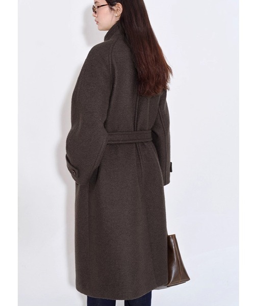 スタンドカラー バックスリット ウールロングコート FQ25W155【Fano