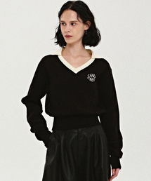 CLASSIC COLOR BLOCK COLLAR KNIT_BLACK