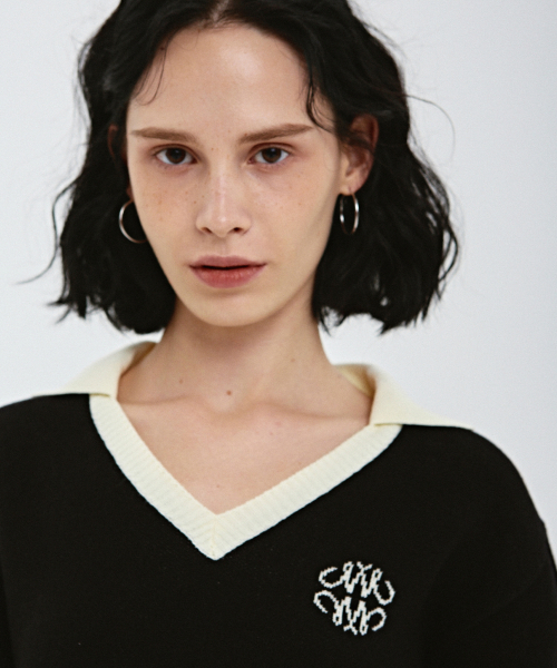 NICK&NICOLE（ニックアンドニコール）の「CLASSIC COLOR BLOCK COLLAR KNIT_BLACK（ニット/セーター・レディース・その他・FREE）」の2枚目の写真
