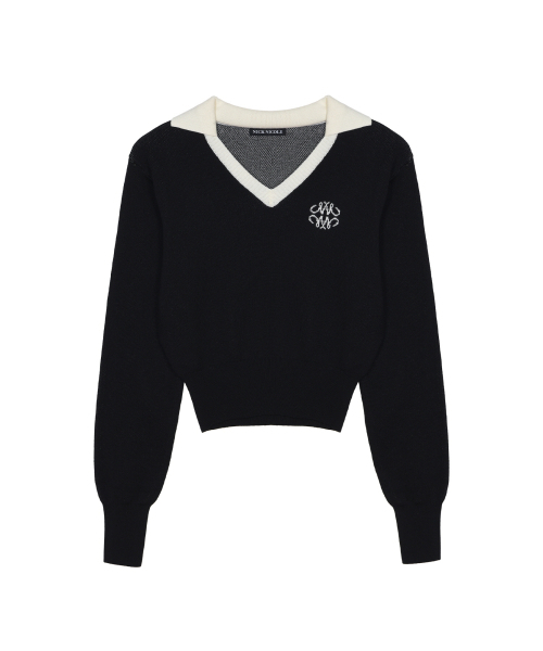 NICK&NICOLE（ニックアンドニコール）の「CLASSIC COLOR BLOCK COLLAR KNIT_BLACK（ニット/セーター・レディース・その他・FREE）」の4枚目の写真