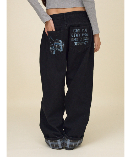 GLOWNY（グロウニ―）の「CHECKMATE REVERSIBLE DENIM PANTS (BLACK)（デニムパンツ・レディース・その他・SMALL/MEDIUM/LARGE）」の5枚目の写真