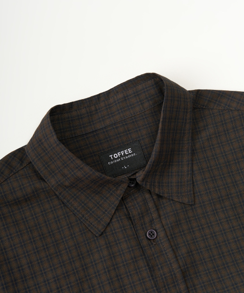 TOFFEE（トフィー）の「チェックボードハーフシャツ (ブラウン)（シャツ/ブラウス・メンズ・その他・MEDIUM/LARGE/X-LARGE）」の4枚目の写真