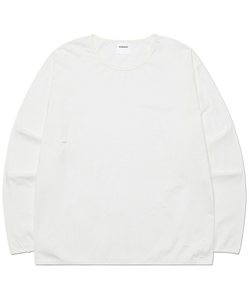 NOMANUAL(NOMANUAL)の「DAMAGED LONG SLEEVE TEE - WHITE(Tシャツ/カットソー・レディース・その他・SMALL/MEDIUM/LARGE)」の2枚目の写真