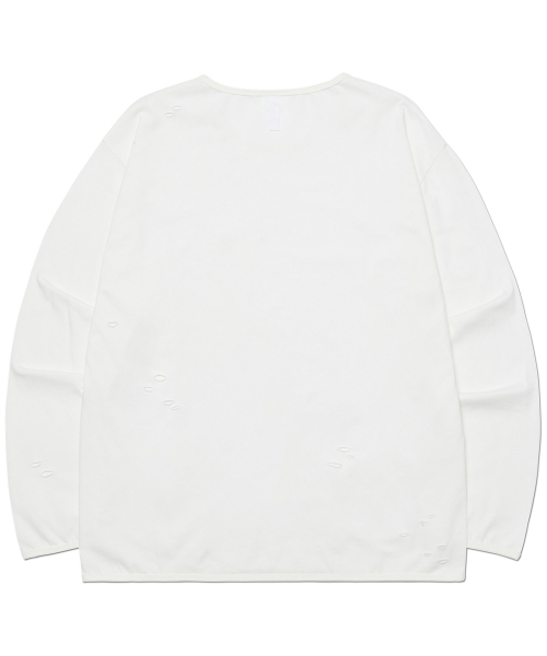 NOMANUAL(NOMANUAL)の「DAMAGED LONG SLEEVE TEE - WHITE(Tシャツ/カットソー・レディース・その他・SMALL/MEDIUM/LARGE)」の3枚目の写真