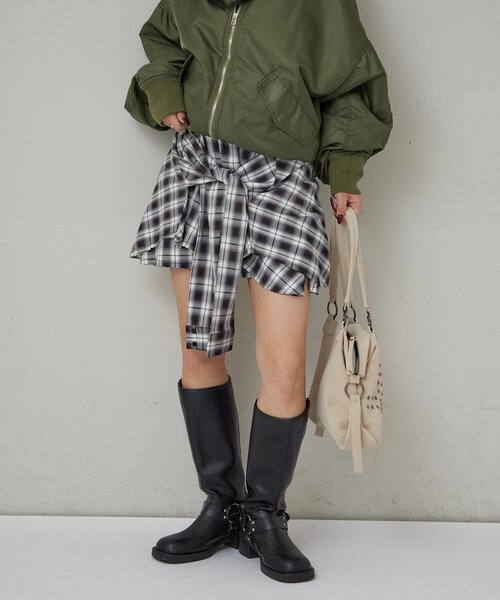 WHO'S WHO gallery(フーズフーギャラリー)の「CHECKED WRAP SKIRT(スカート・レディース・ブラック/ブラウン・FREE)」の5枚目の写真