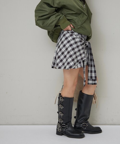 WHO'S WHO gallery(フーズフーギャラリー)の「CHECKED WRAP SKIRT(スカート・レディース・ブラック/ブラウン・FREE)」の6枚目の写真