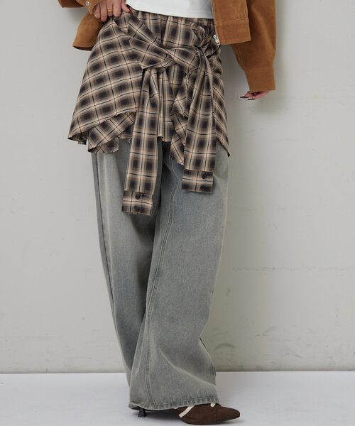 WHO'S WHO gallery(フーズフーギャラリー)の「CHECKED WRAP SKIRT(スカート・レディース・ブラック/ブラウン・FREE)」の9枚目の写真