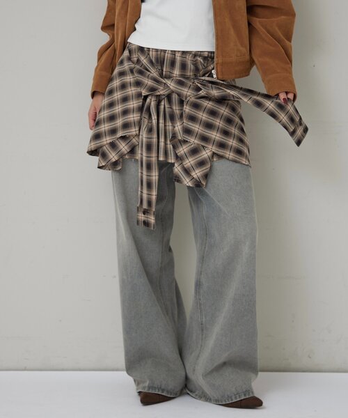 WHO'S WHO gallery(フーズフーギャラリー)の「CHECKED WRAP SKIRT(スカート・レディース・ブラック/ブラウン・FREE)」の10枚目の写真