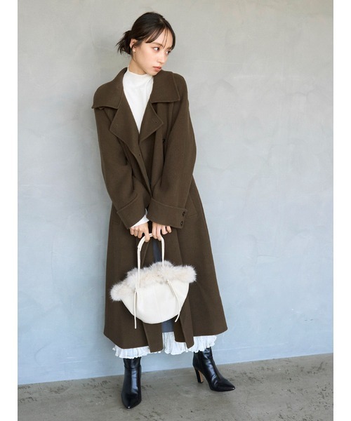 SNIDEL（スナイデル）の「【HIGH QUALITY】バルマカンリバーコート（チェスターコート・レディース・ブラウン/ミント/グレー・0/1）」の22枚目の写真