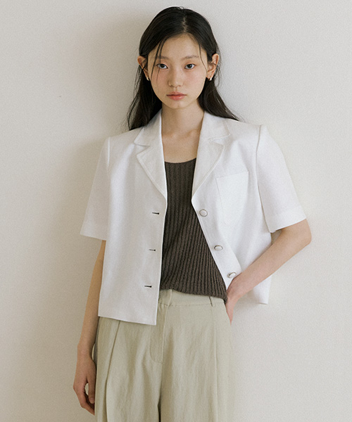 LINGSEOUL(リングソウル)の「linen half sleeve jacket-ivory(テーラードジャケット・レディース・その他・SMALL/MEDIUM)」の1枚目の写真